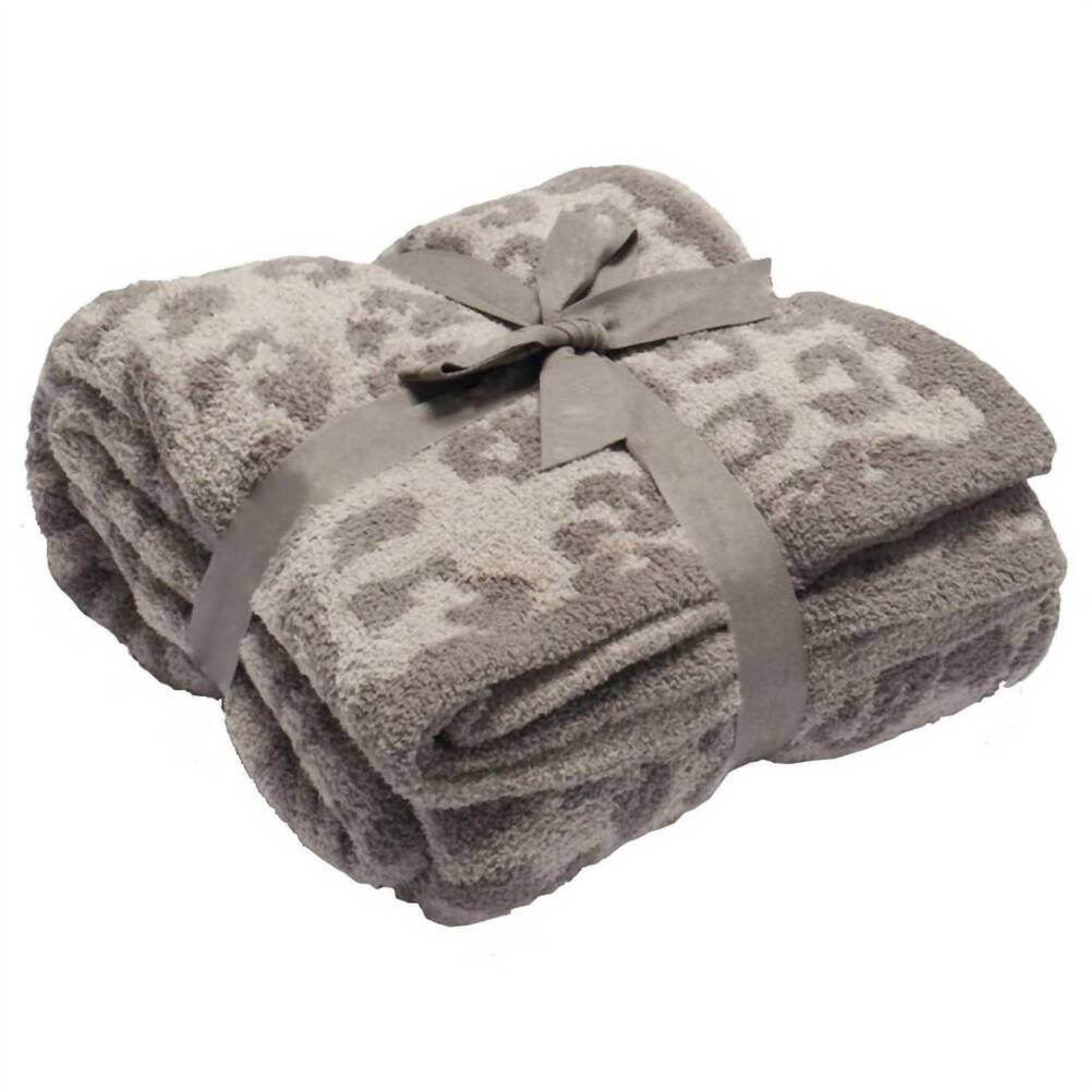 NEW FENNCO STYLES leopard pattern ultra-soft throw blanket in gray